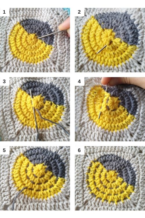 How to embroider the stripes of the bee.