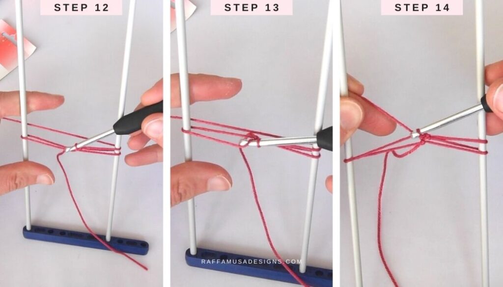 How to Hairpin Lace Crochet - Steps 12-14 - Raffamusa Designs