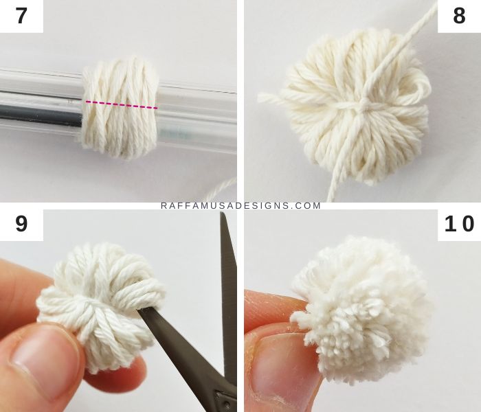 How to Make a Mini Pompom - Raffamusa Designs