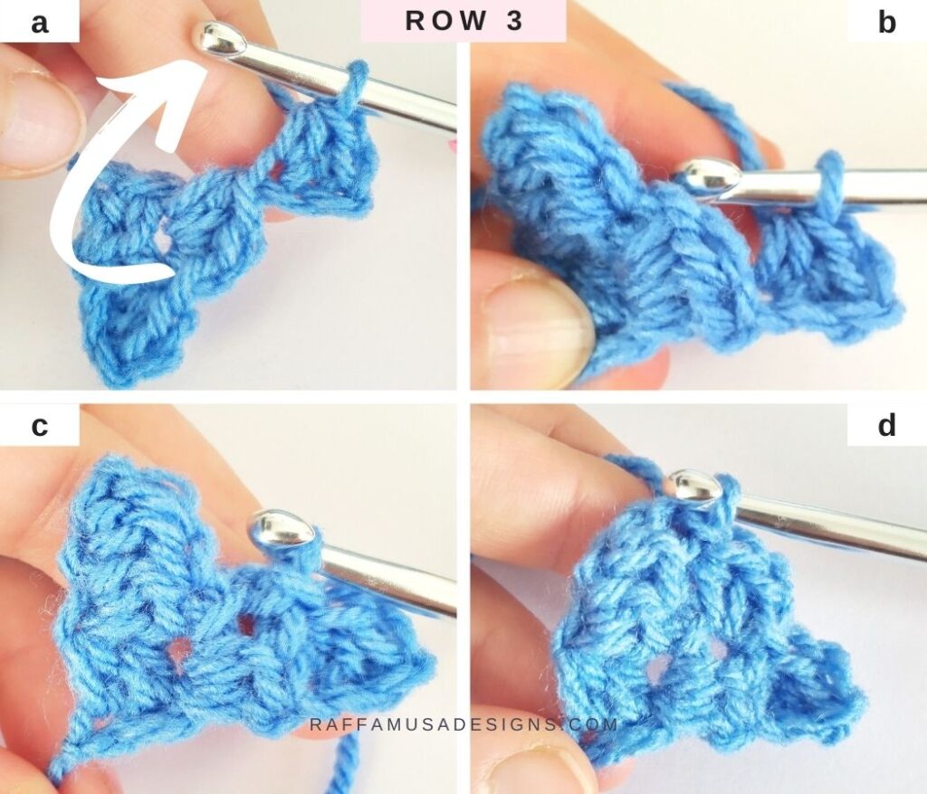 Crochet Mini Corner to Corner Stitch - Row 3 - Raffamusa Designs