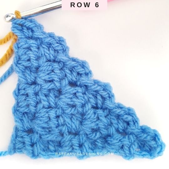 Crochet Mini Corner to Corner Stitch - Row 6 - Raffamusa Designs