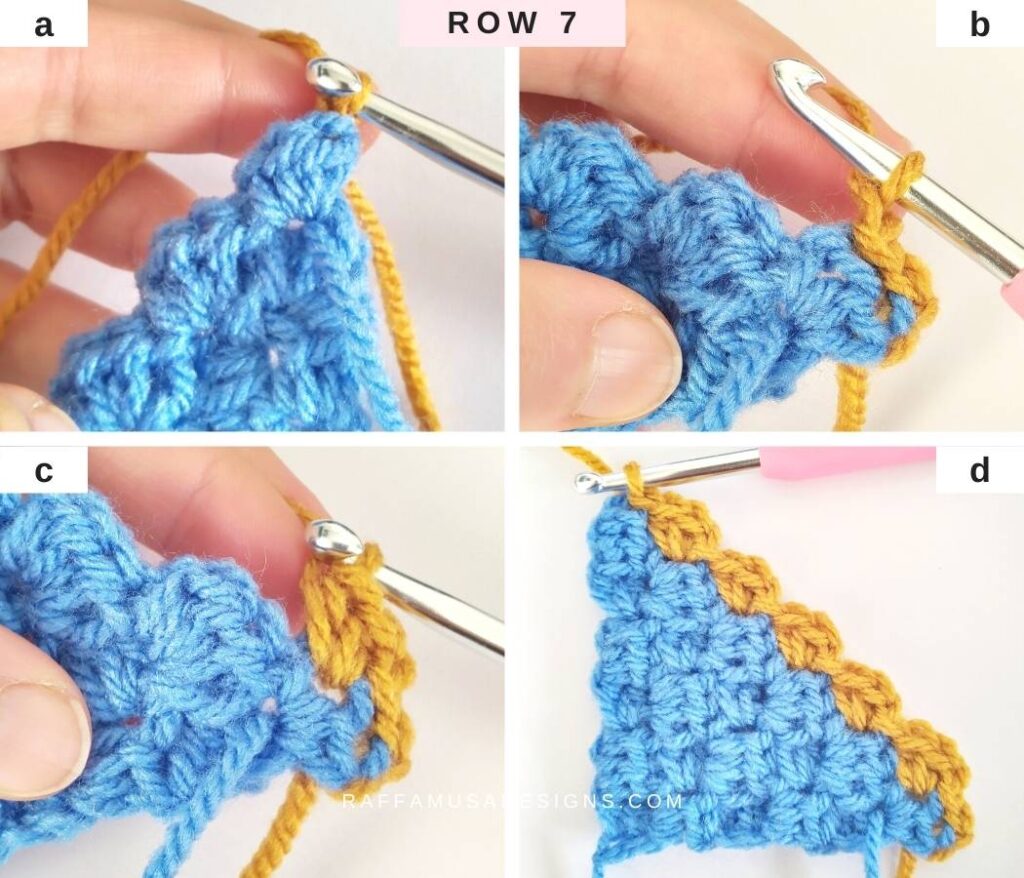 Crochet Mini Corner to Corner Stitch - How to Decrease - Raffamusa Designs