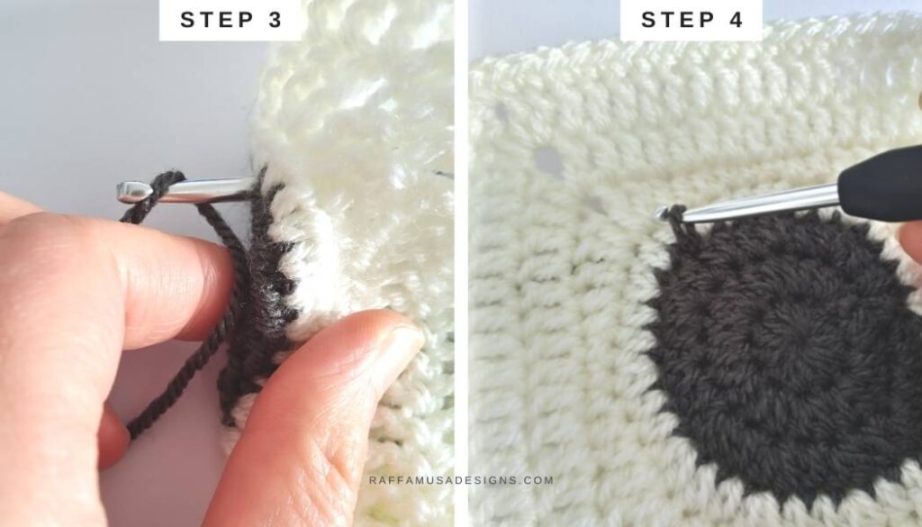 How to Surface Crochet - Steps 3 and 4 - Raffamusa Designs