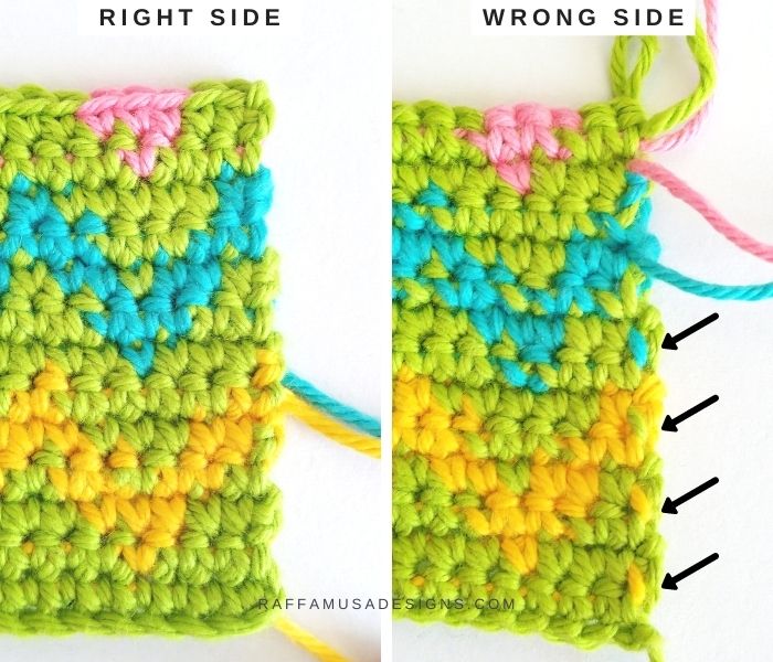 Tapestry Crochet Tutorial - Right Side vs Wrong Side - Raffamusa Designs