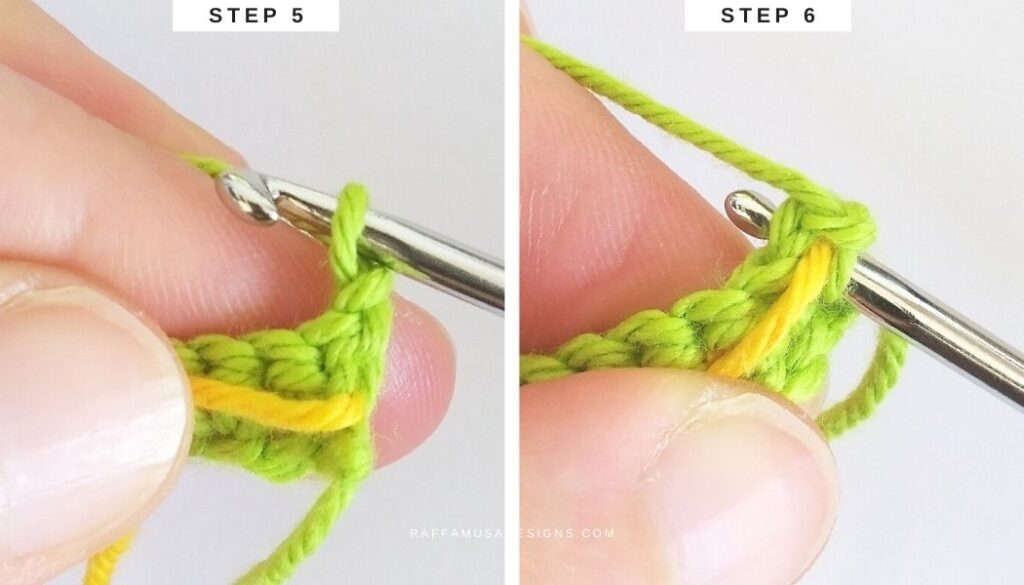 Tapestry Crochet Tutorial - How to Turn Row on the Wrong Side - Raffamusa Designs