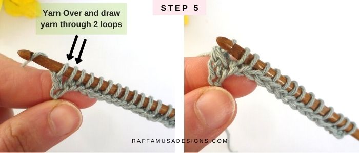 How to Make a Tunisian Crochet Foundation Row - Step 5 - Free Tutorial - Raffamusa Designs