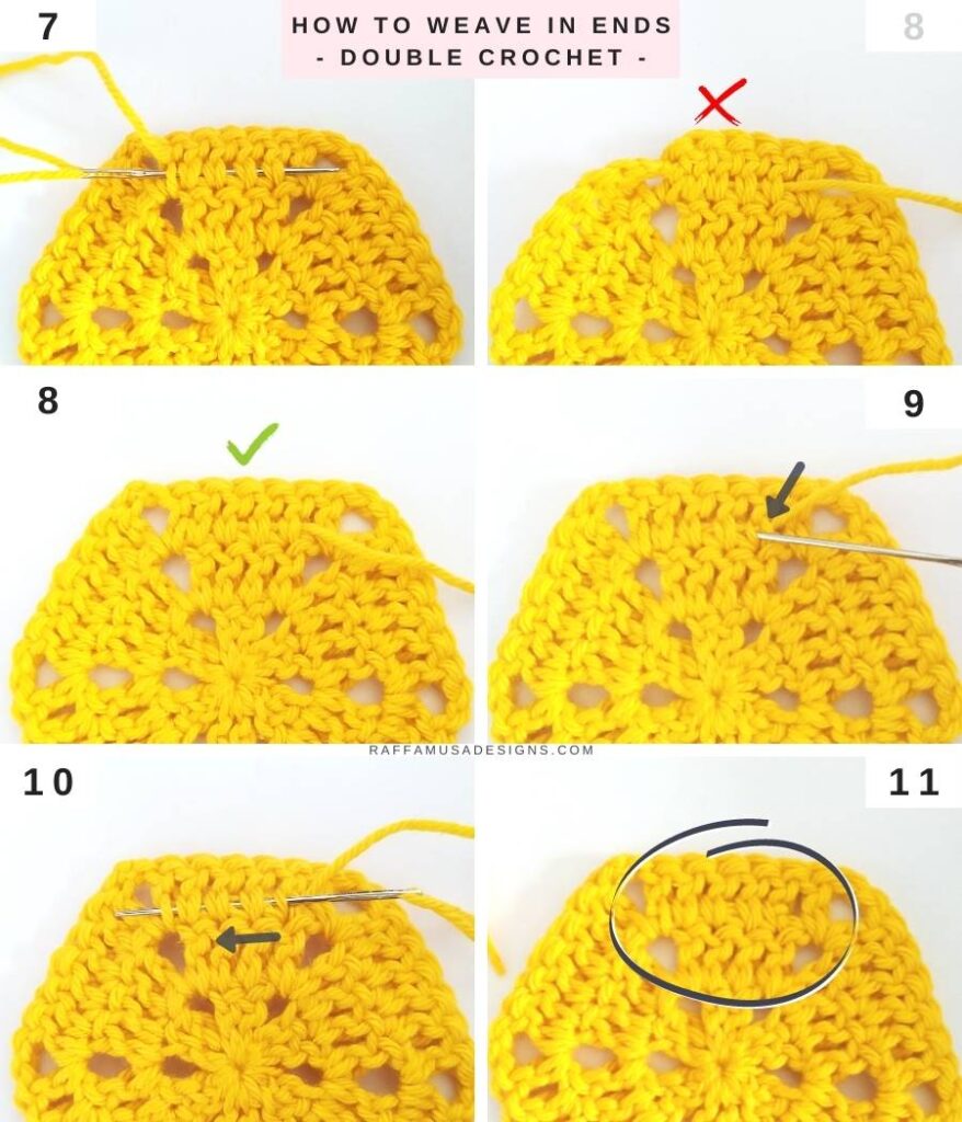 How to Weave in Ends in Double Crochet - Free Tutorial - Raffamusa Designs