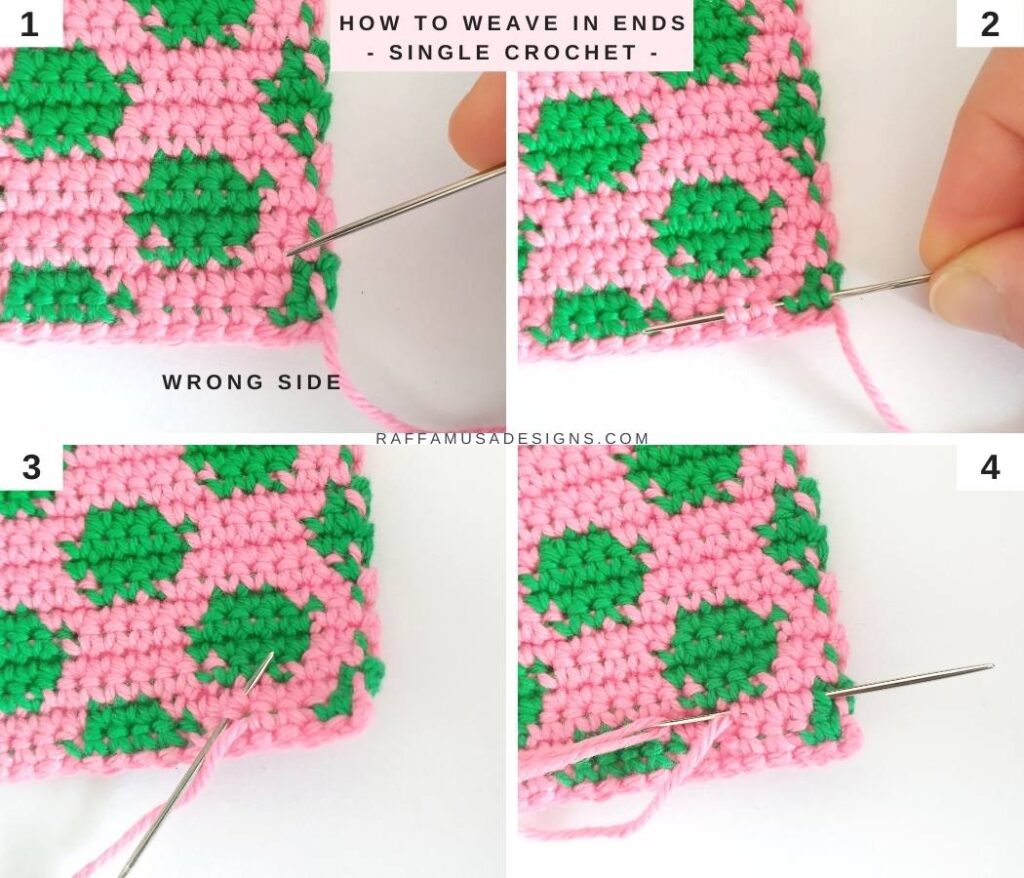 How to Weave in Ends in Single Crochet - Free Tutorial - Raffamusa Designs