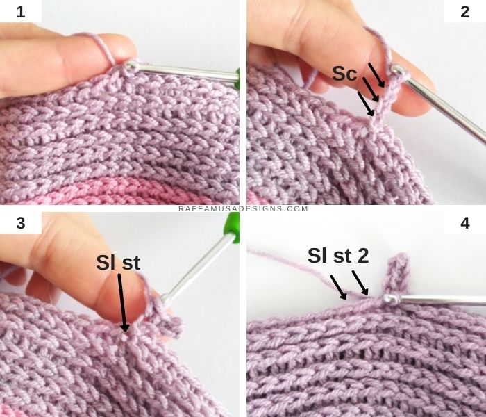 How to Add a Brim to Top-Down Crochet Hat - Raffamusa Designs