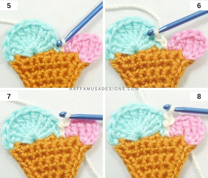Crochet Ice Cream Applique - Pattern Tutorial - 2 - Raffamusa Designs
