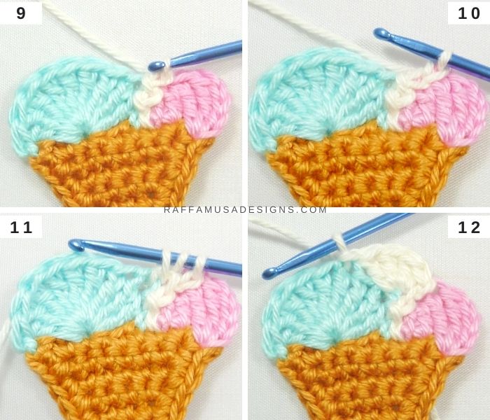 Crochet Ice Cream Applique - Pattern Tutorial - 3 - Raffamusa Designs