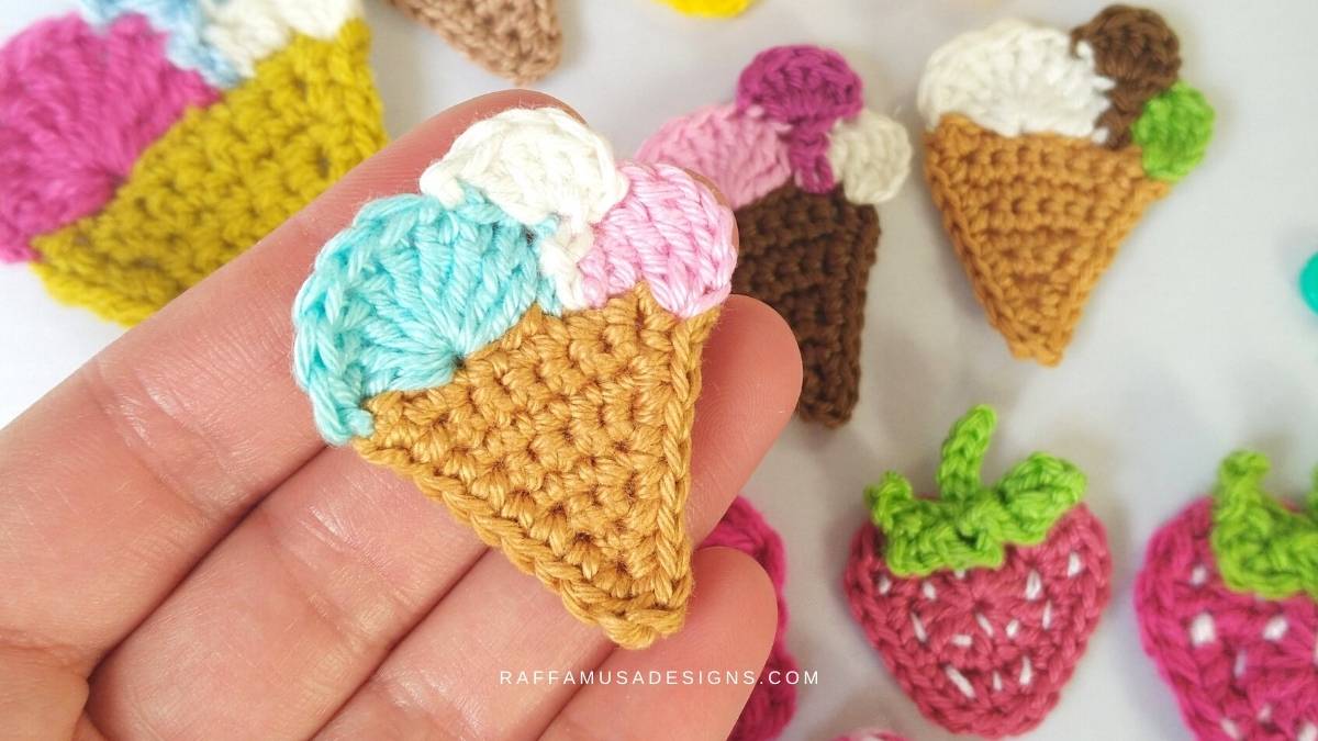 Ice Cream Applique - Free Crochet Pattern - Raffamusa Designs