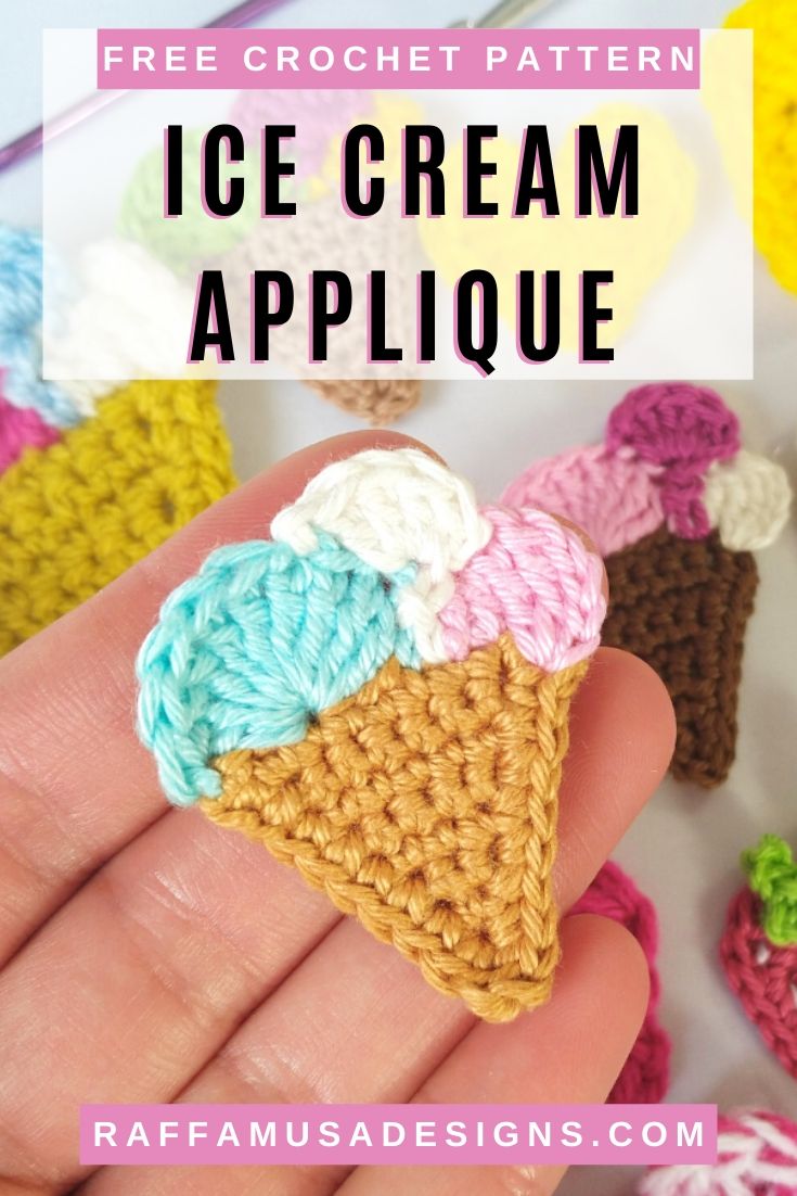 Ice Cream Crochet Applique - Free Pattern