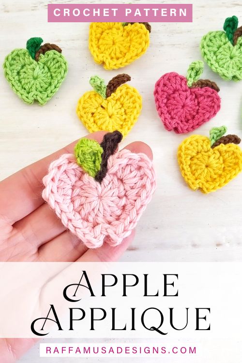 How to Crochet an Apple Applique - Free Crochet Pattern and Video Tutorial - Raffamusa Designs