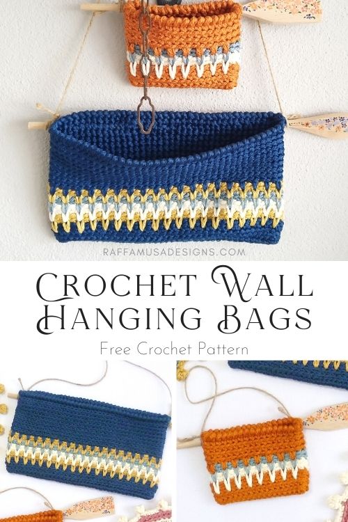 Crochet Wall Hanging Bags - Free Pattern - Raffamusa Designs