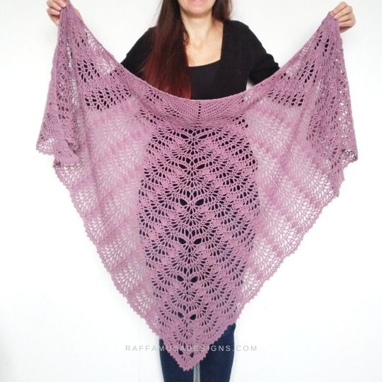 Crochet Feather and Fan Lace Shawl - Raffamusa Designs