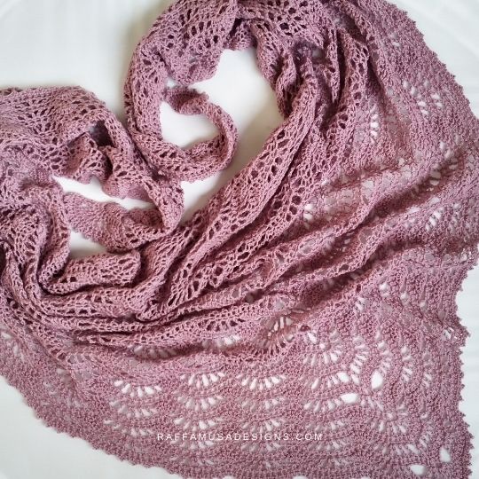 Crochet Feather and Fan Lace Shawl - Raffamusa Designs