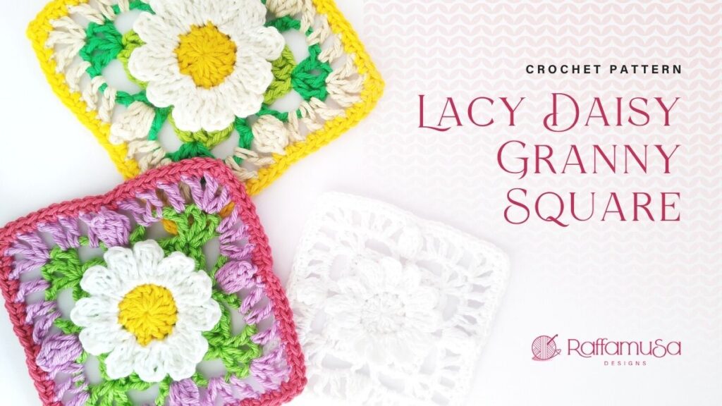 Lacy Daisy Granny Square - Free Crochet Pattern - Raffamusa Designs