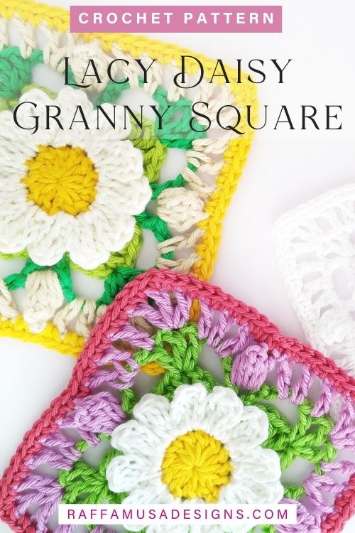 Lacy Daisy Granny Square - Free Crochet Pattern - Raffamusa Designs