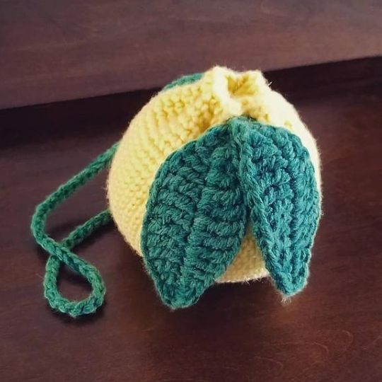 Lemon Drawstring Bag - Delilah Crochet