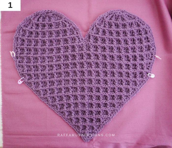 How to Line the Waffle Heart Pillow - 1