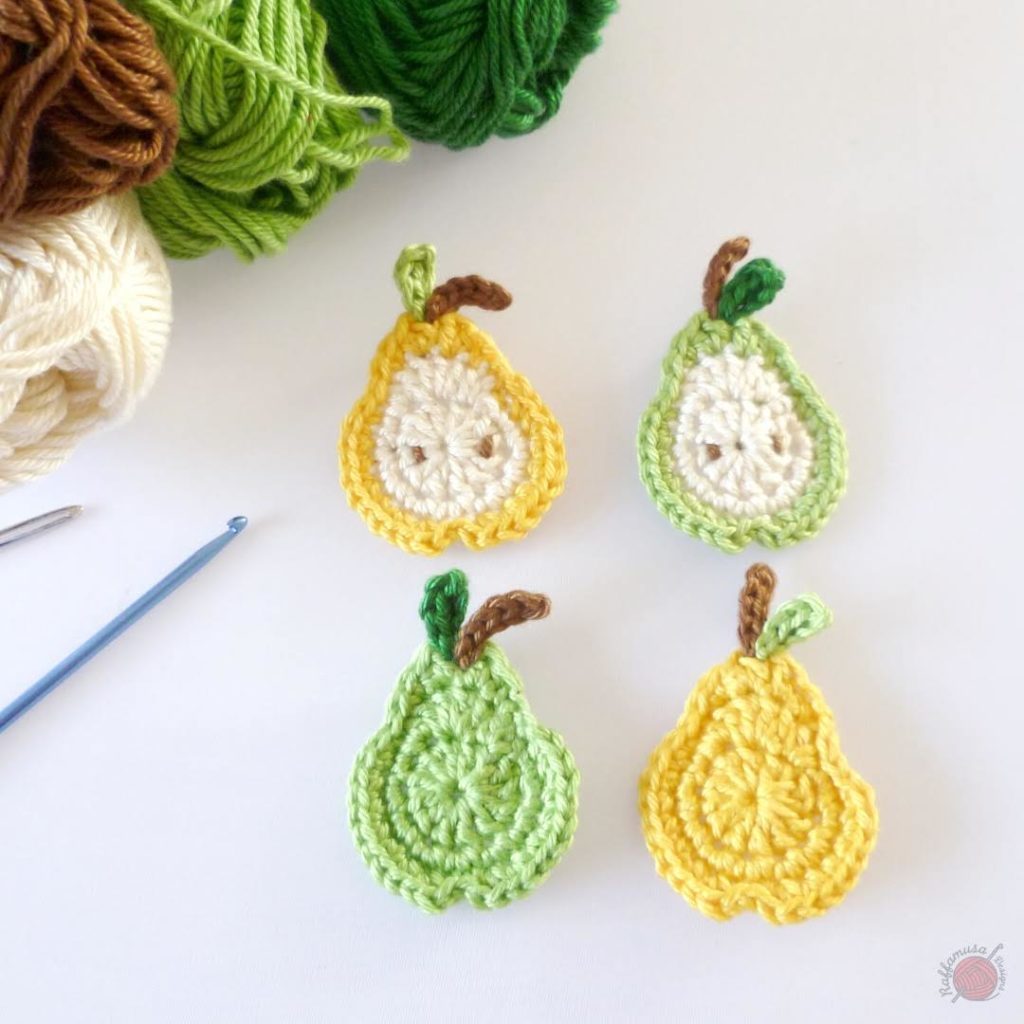 Little Pear Crochet Applique • Free Pattern • RaffamusaDesigns