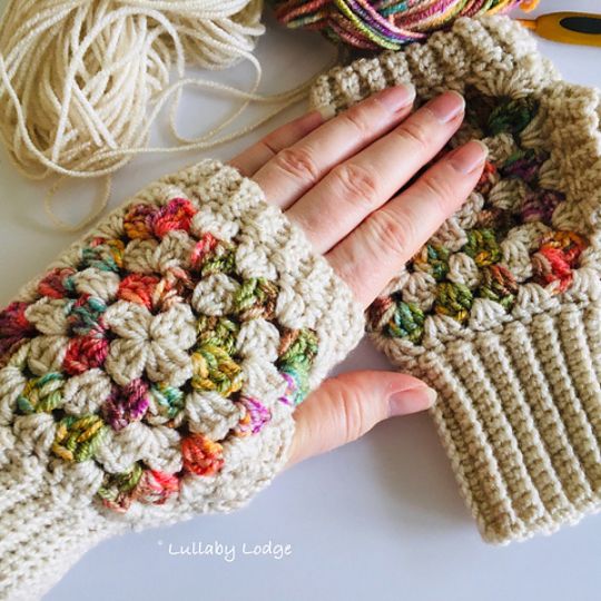 Lullaby Lodge Fingerless Gloves - Granny Square Mitts
