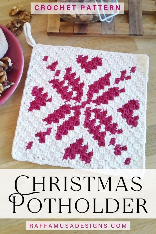 Mini-C2C Nordic Christmas Potholder - Free Crochet Pattern - Raffamusa Designs
