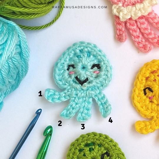Octopus and Jellyfish crochet applique