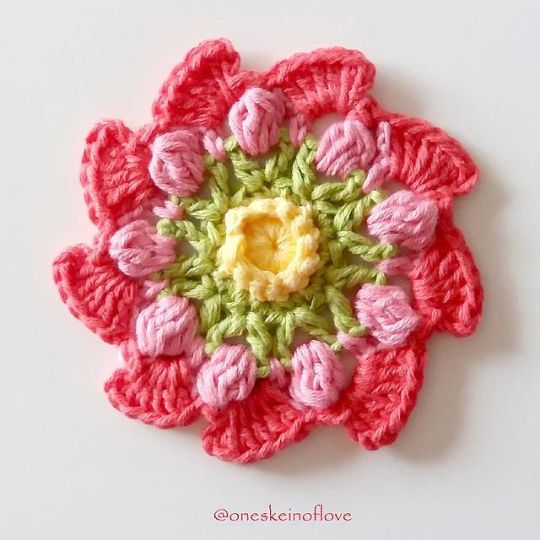 One Skein of Love - Blooming Pinwheel Crochet Flower