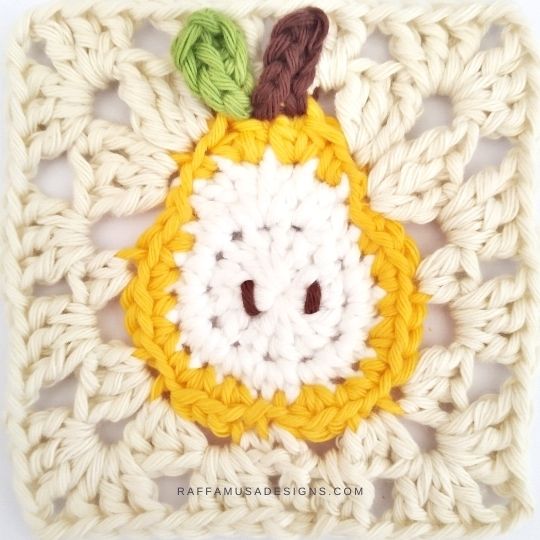 Crochet Pear Granny Square - Raffamusa Designs