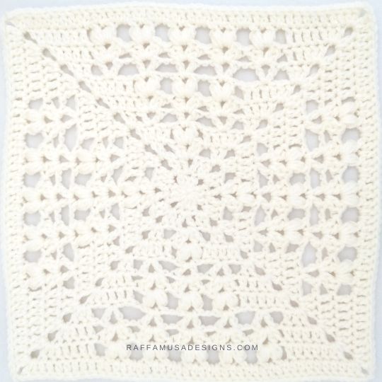 Proserpina 12" Afghan Square - Free Crochet Pattern - Raffamusa Designs