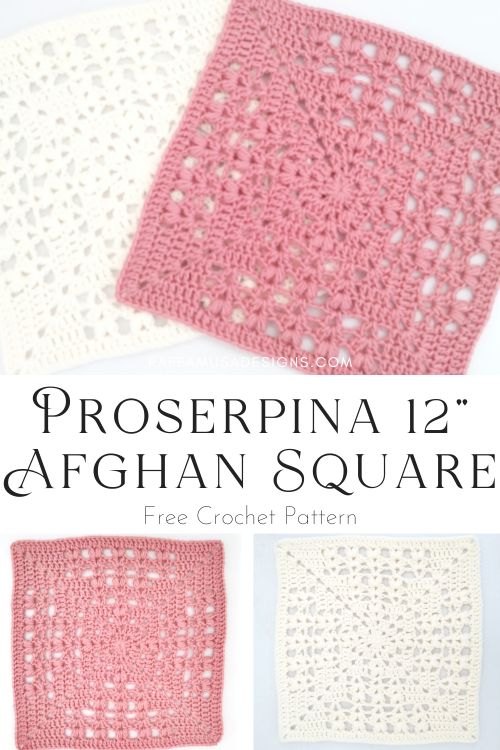 Proserpina 12" Afghan Square - Free Crochet Pattern - Raffamusa Designs