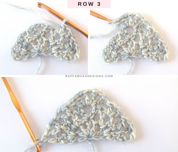 The Proserpina V-Stitch Shawl - Row 3 - Free Crochet Pattern - Raffamusa Designs