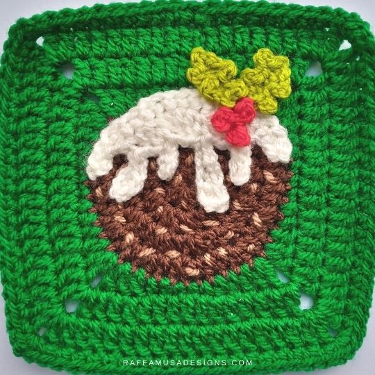 Christmas Pudding Granny Square - Crochet Pattern