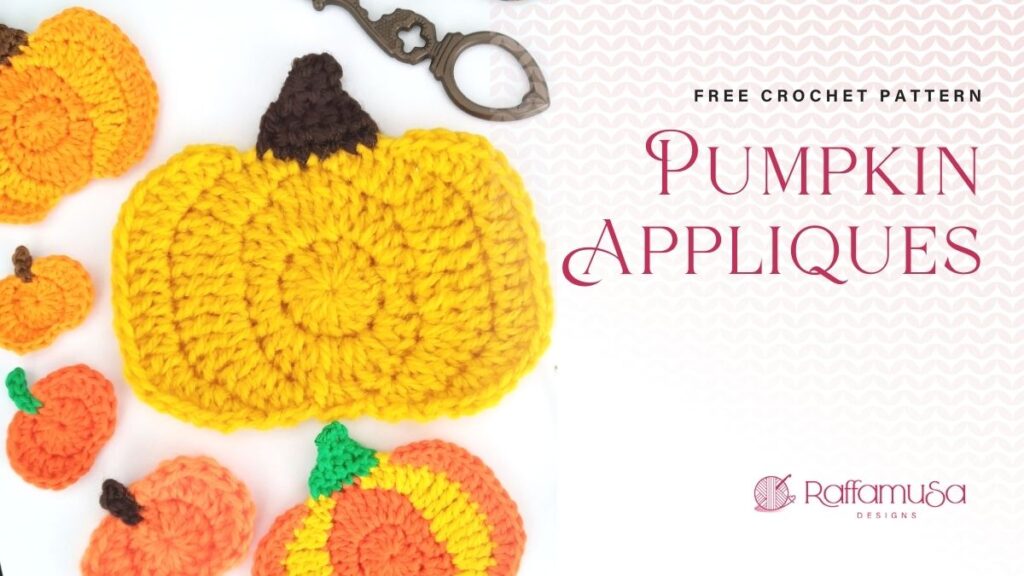 Crochet Pumpkin Applique - Free Pattern - Raffamusa Designs