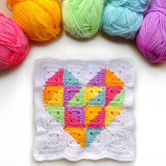 Rainbow Geometric Heart Square - Crafty CC