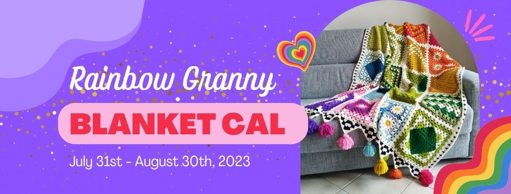 Rainbow Granny Square Blanket Crochet Along - Button - Raffamusa Designs