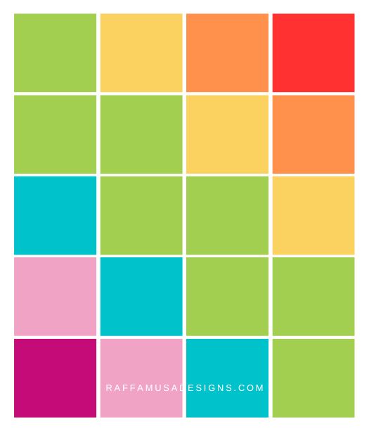 Schematic Color Chart of the Rainbow Granny Square Blanket - Raffamusa Designs