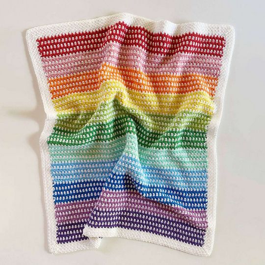 Rainbow Moss Stitch Blanket - Daisy Farm Crafts