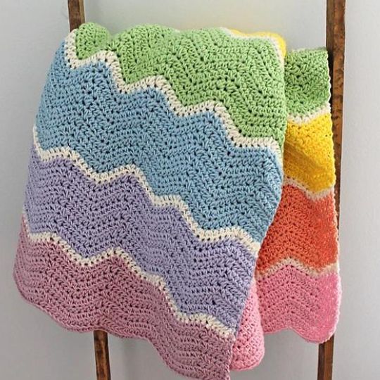 Rainbow Sherbet Wave Blanket - A More Crafty Life