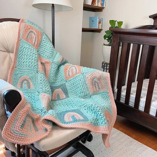 Rainbow Squares Baby Blanket - The Knotted Nest