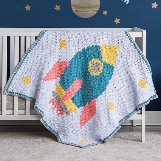 C2C Crochet Rocketship Baby Blanket - Yarnspirations