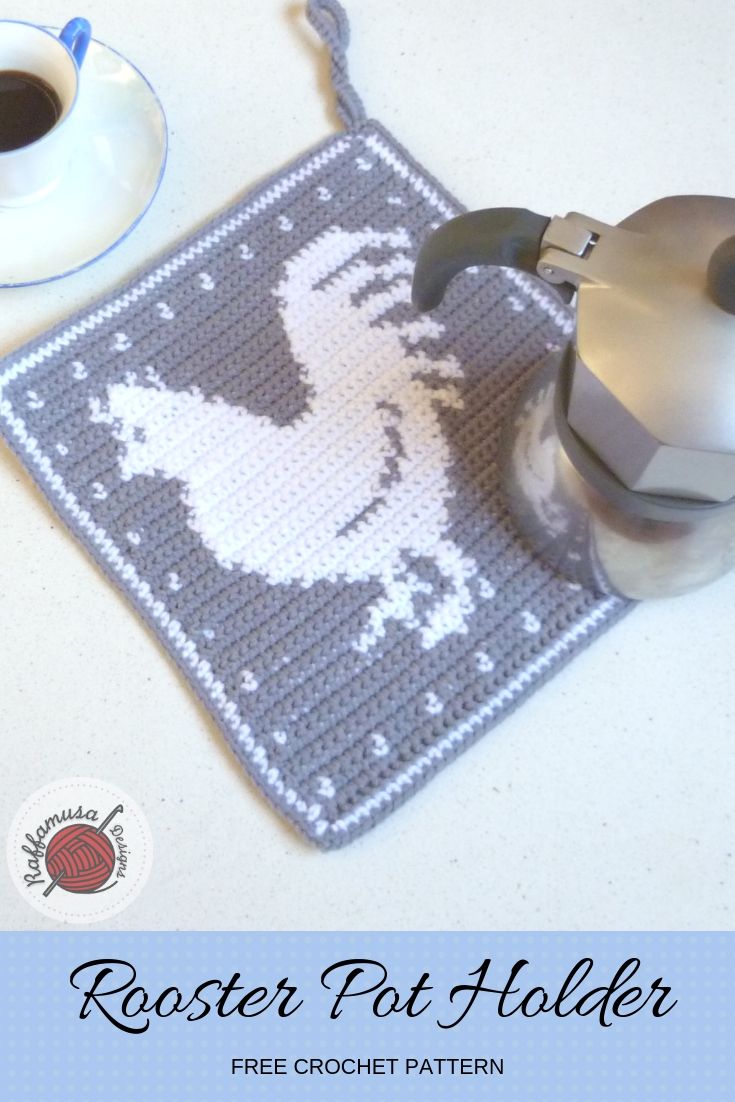 Tapestry Crochet Rooster Potholder (Free Pattern) • RaffamusaDesigns