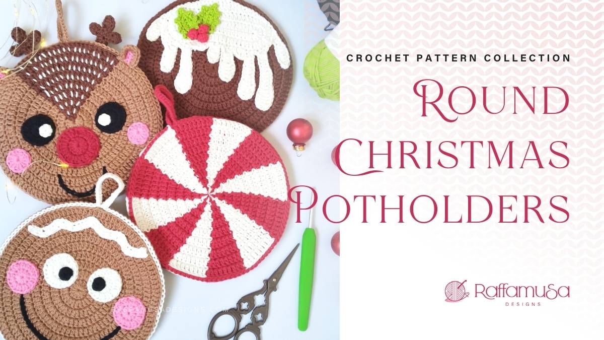 Round Christmas Potholders - Free Crochet Patterns - Raffamusa Designs