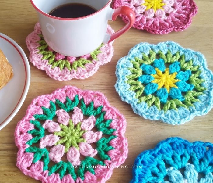 Rounds of Flowers Coasters by Raffamusa Designs
