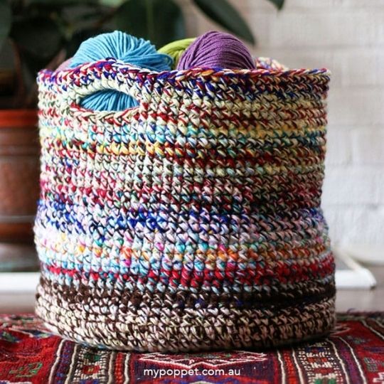Scrap Yarn Basket by My Poppet