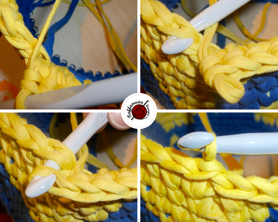 Crochet Sea Waves Basket. How to join the yarn at the end of each row.