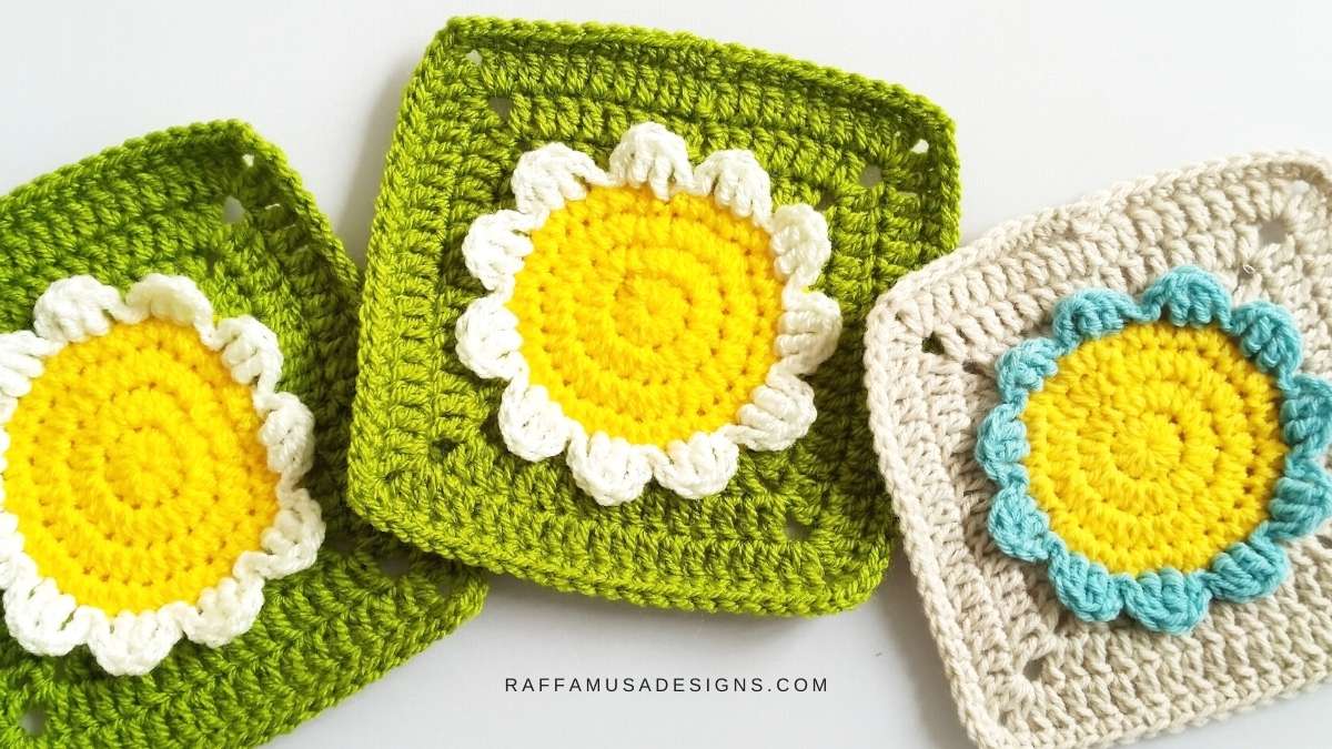 Simple Flower Granny Square - Free Crochet Pattern - Raffamusa Designs