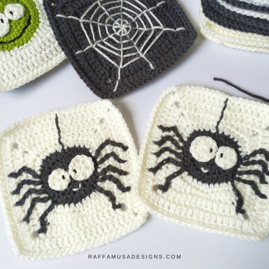 Crochet Spider Granny Squares - Raffamusa Designs